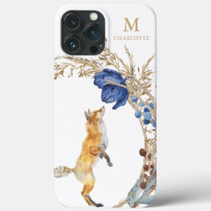 Monogramm Süßer Wald Fuchs Aquarell Floral Name Case-Mate iPhone Hülle