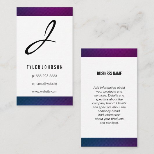 Monogramm/Swanktrimmung Visitenkarte (Vorne/Hinten)