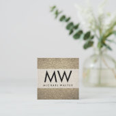 Monogramm Swirbelmuster Quadratische Visitenkarte (Stehend Vorderseite)