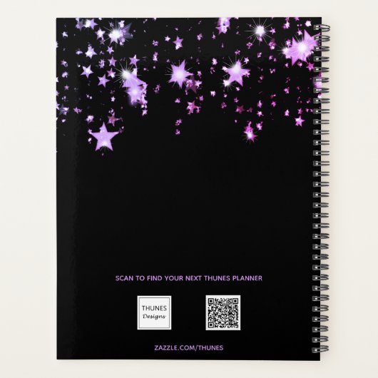 Monogramm-Syndrom mit lila Sternen Planer (Rückseite)