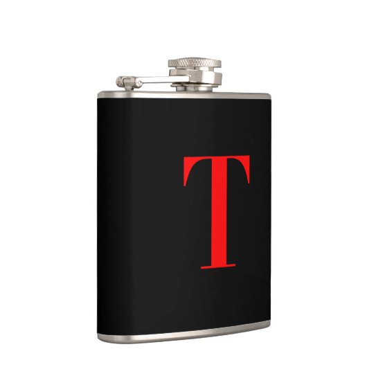 Monogramm T auf schwarz Flachmann (Rechts)