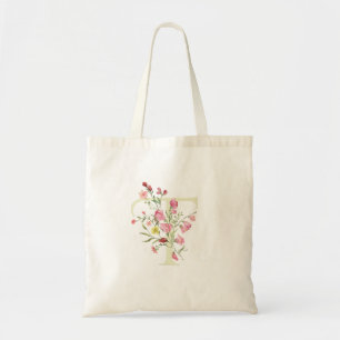 Monogramm T Hochzeitsblumenfeder-Brautparty Tragetasche