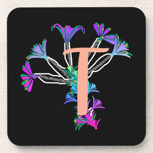 Monogramm T Initial  Getränkuntersetzer Getränkeuntersetzer (Vorderseite)