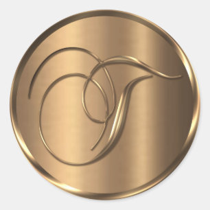 Monogramm T NONMETALLIC Bronze-Umschlag Aufkleber