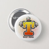 Monogramm T Sock Monkey Button (Vorne & Hinten)