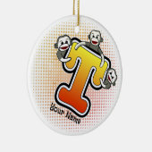 Monogramm T Sock Monkey  Keramik Ornament (Rechts)