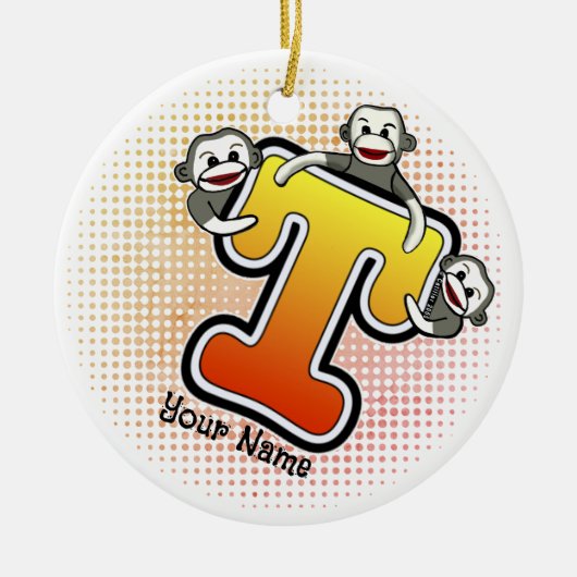 Monogramm T Sock Monkey  Keramik Ornament (Vorne)