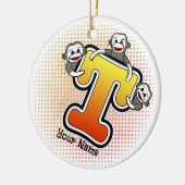 Monogramm T Sock Monkey  Keramik Ornament (Links)