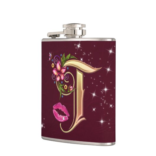 Monogramm T ummantelter Kolben, 6 oz. Flachmann (Links)