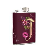 Monogramm T ummantelter Kolben, 6 oz. Flachmann (Rechts)