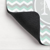 Monogramm-tadelloser grüner grauer Zickzack Mousepad (Ecke)