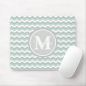 Monogramm-tadelloser grüner grauer Zickzack Mousepad (Mit Mouse)