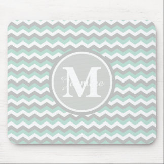 Monogramm-tadelloser grüner grauer Zickzack Mousepad
