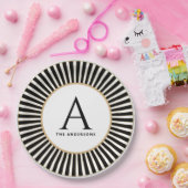 Monogramm-Tafel, schwarz und weiß gestrichen Pappteller (Party)