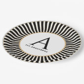 Monogramm-Tafel, schwarz und weiß gestrichen Pappteller (Schrägansicht)