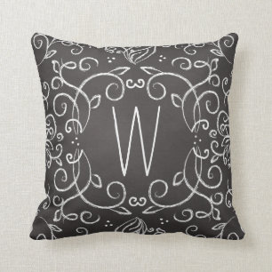 Monogramm-Tafel-Schwarzweiss-mit Filigran Kissen