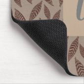 Monogramm Tan Botanische Blätter Mausklick Mousepad (Ecke)