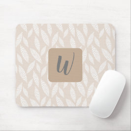 Monogramm Tan Botanische Blätter Mausklick Mousepad