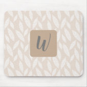 Monogramm Tan Botanische Blätter Mausklick Mousepad (Vorne)