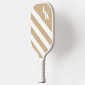 Monogramm Tan und Weißstreifen Pickleball Schläger (Links)