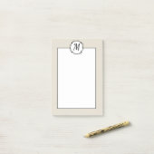 Monogramm tan, weiß mit schwarzem Kranz Post-it Klebezettel (Auf Schreibtisch)