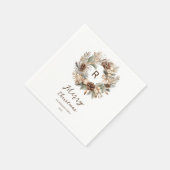Monogramm Tannenzapfen Winterkranz Frohe Weihnach Serviette (Ecke)