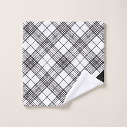 Monogramm Tartan Kariertes Badehandtuch Set (Waschlappen)