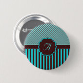 Monogramm Tartan, lt Aquamarin Choc Brown Button (Vorne & Hinten)