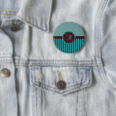 Monogramm Tartan, lt Aquamarin Choc Brown Button (Beispiel)