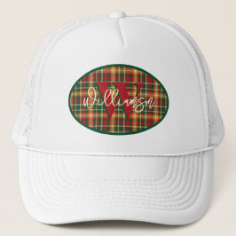 Monogramm Tartan Orange Green Kariertes Emblem Truckerkappe