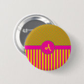 Monogramm Tartan Tutti Frutti Gelbe BUTTON (Vorne & Hinten)