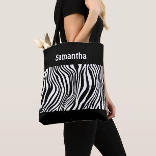 Monogramm-Tasche mit Schwarz-Weiß-Zebramuster Tasche