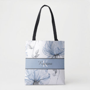 Monogramm Tasche mit Wasserfarben-Blumenmotiv