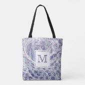 Monogramm-Taschen-Tasche | blauer u. lila Strudel Tasche (Rückseite)