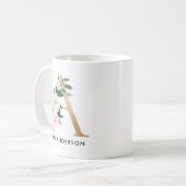Monogramm-Tasse, Blumenmonogramm A, Kaffeetasse (Vorderseite Links)