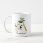 Monogramm-Tasse, Blumenmonogramm A, Kaffeetasse (Links)
