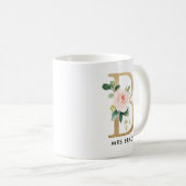 Monogramm-Tasse, Blumenmonogramm B, Kaffeetasse (VorderseiteRechts)