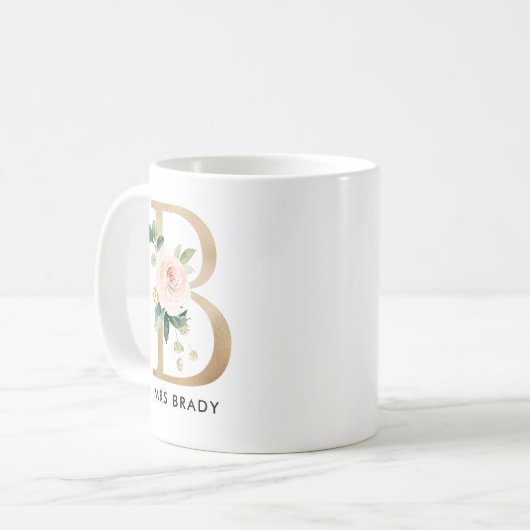 Monogramm-Tasse, Blumenmonogramm B, Kaffeetasse (Vorderseite Links)