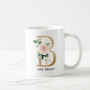 Monogramm-Tasse, Blumenmonogramm B, Kaffeetasse