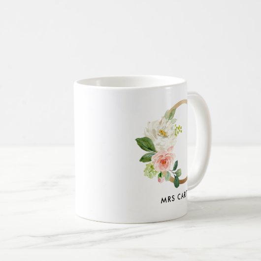 Monogramm-Tasse, Blumenmonogramm C, Kaffeetasse (VorderseiteRechts)