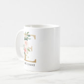 Monogramm-Tasse, Blumenmonogramm E, Kaffeetasse (Vorderseite Links)