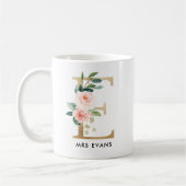 Monogramm-Tasse, Blumenmonogramm E, Kaffeetasse (Links)