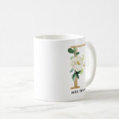 Monogramm-Tasse, Blumenmonogramm F, Kaffeetasse (VorderseiteRechts)