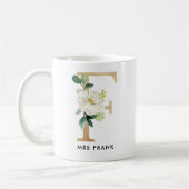 Monogramm-Tasse, Blumenmonogramm F, Kaffeetasse (Links)