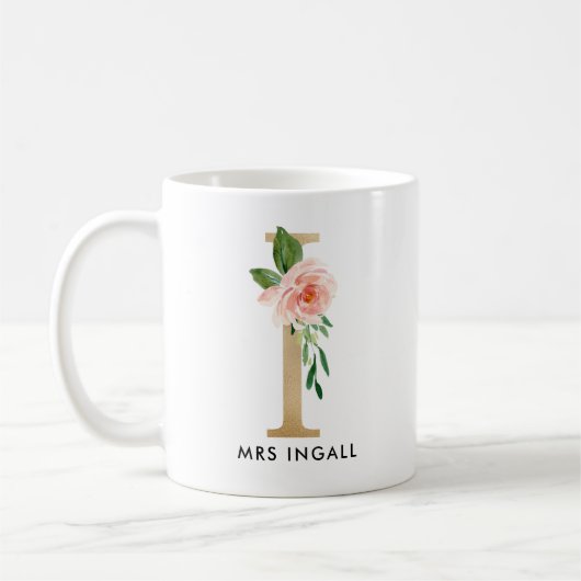 Monogramm-Tasse, Blumenmonogramm I, Kaffeetasse (Links)