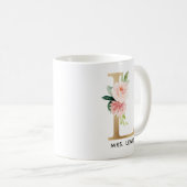 Monogramm-Tasse, Blumenmonogramm L, Kaffeetasse (VorderseiteRechts)