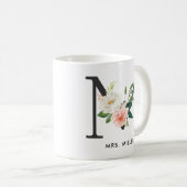 Monogramm-Tasse, Blumenmonogramm M, Kaffeetasse (VorderseiteRechts)