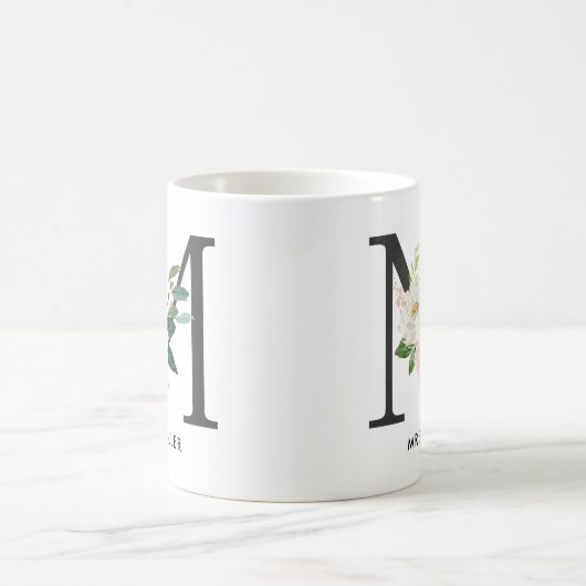 Monogramm-Tasse, Blumenmonogramm M, Kaffeetasse (Mittel)