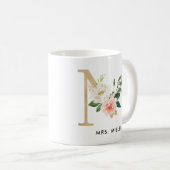 Monogramm-Tasse, Blumenmonogramm M, Kaffeetasse (VorderseiteRechts)