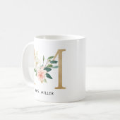 Monogramm-Tasse, Blumenmonogramm M, Kaffeetasse (Vorderseite Links)